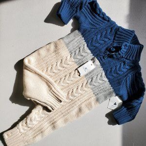 Gap Boys 3-6 Months Knitted Long Sleeve One Piece NEW Blue Gray Cream Winter
